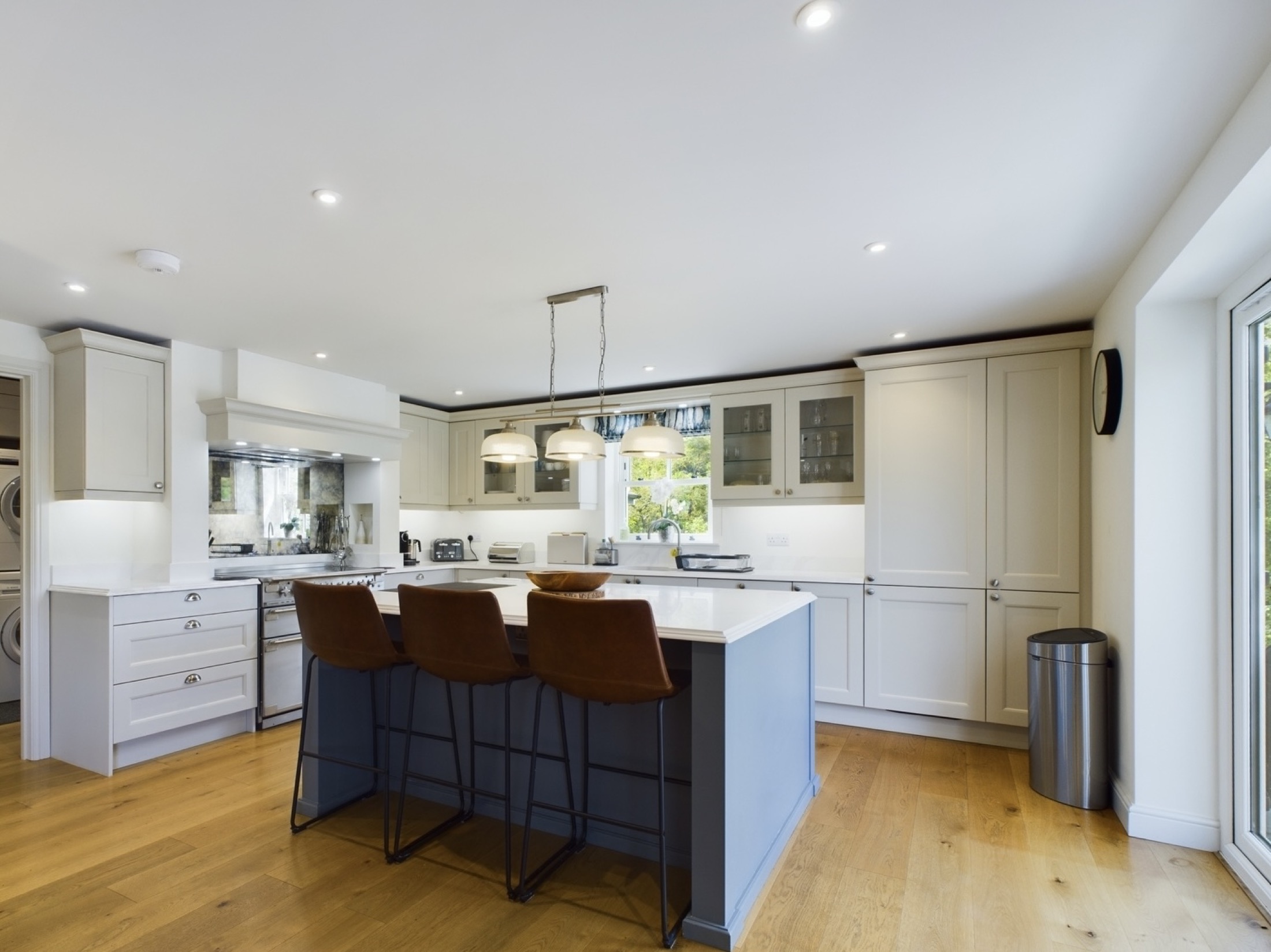 Open-plan kitchen and island